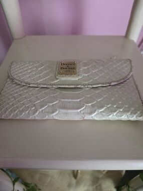 Dooney & Bourke White Pearl Embossed Snake-Texture Clutch/Wallet